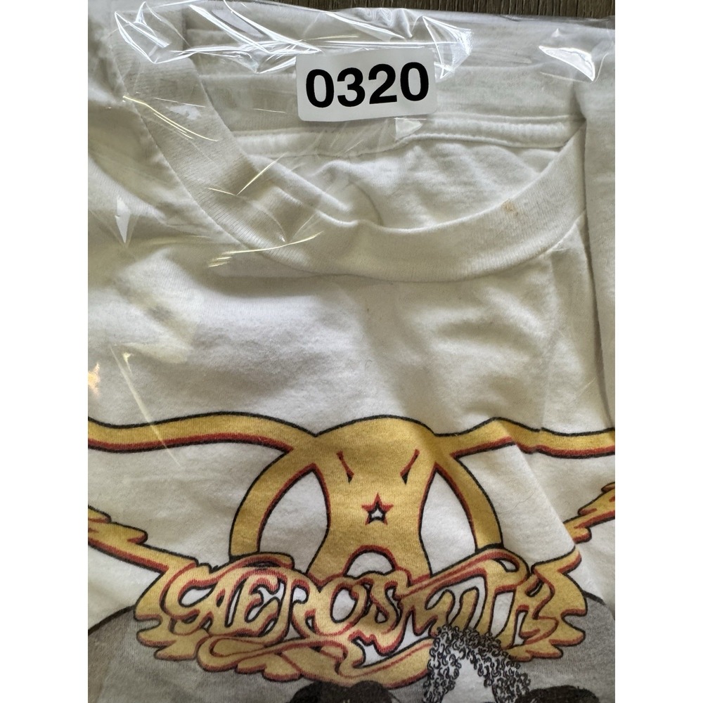 Vintage Aerosmith Band T Shirt Detroit Car Graphic 90s Rock Tee White Medium / L - Picture 7 of 7